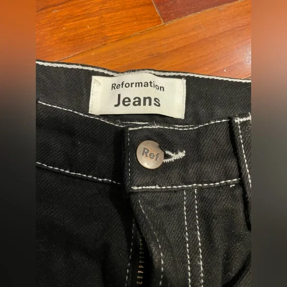 Reformation Dark Cowboy High Rise Straight Leg Jeans - Picture 6 of 7